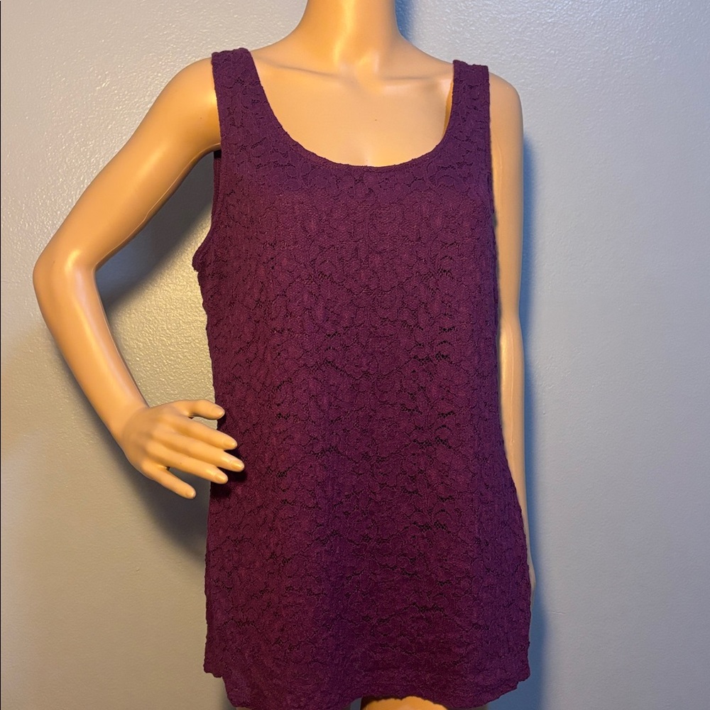Lane Bryant Plum Lace Scoop Neckline Tank Top